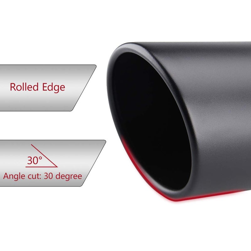 LCGP 2.5 Inch Inlet Exhaust Tip, 2.5" Inlet x 4" Outlet x 18" Overall Length Weld On Universal Stainless Steel Black Diesel Exhaust Tailpipe 2 Pcs - Image 4